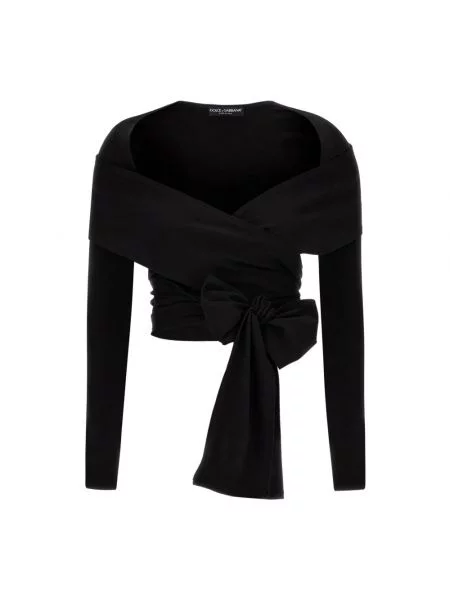 Długa skinny bluzka Dolce And Gabbana z długim rękawem czarna