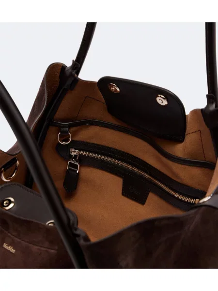 Geantă Max Mara din piele de căprioară maro