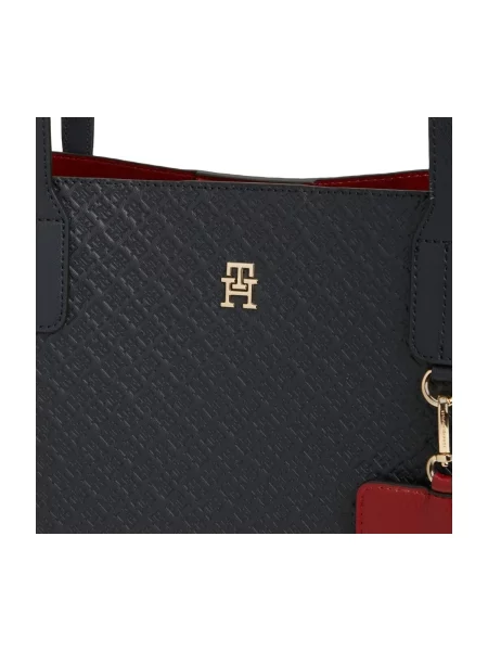 Kabelka Tommy Hilfiger Th Icon Tote Mono Tmavomodrá modrá