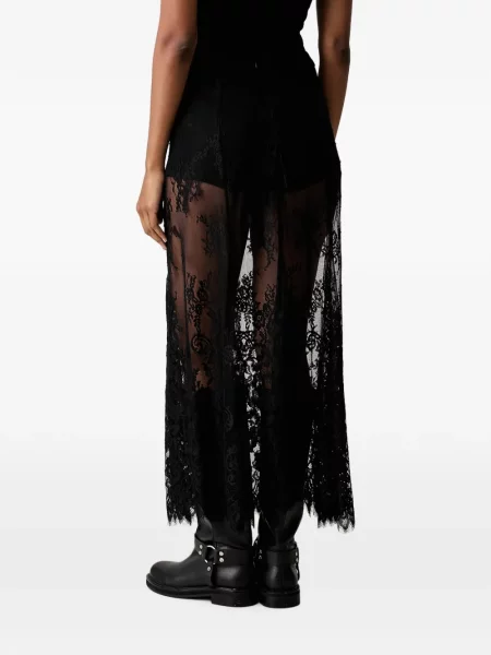 Fustă midi Vicolo cu model floral din dantelă negru