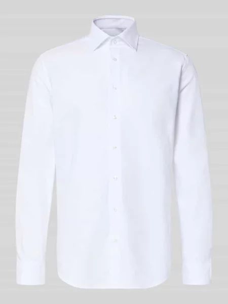 Koszula o kroju slim fit biznes z kołnierzykiem typu kent z drobnego diagonalu Seidensticker biała