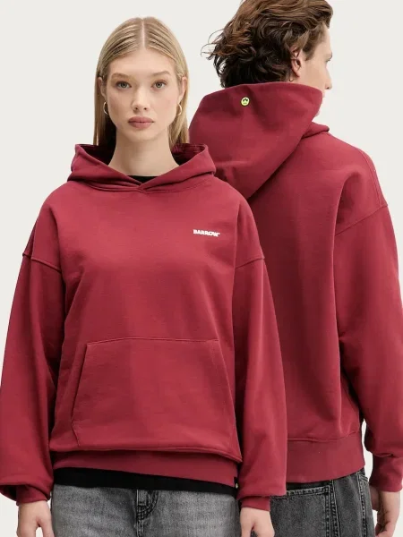 Суичър с качулка Barrow с качулка с принт винено червено
