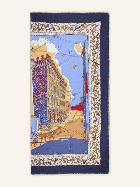 Ferragamo Chusta Z Jedwabiem blau brązowa