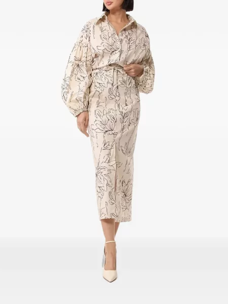 Rochie midi Brunello Cucinelli cu model floral cu imagine cu cordon