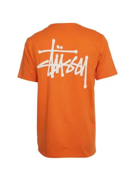 Тениска Stüssy с принт с кръгло деколте оранжево