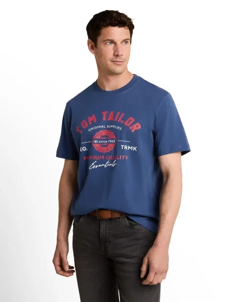 TOM TAILOR Tričko tmavomodrá / červená biela