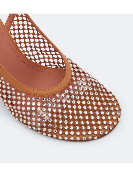 Pantofi cu toc Amina Muaddi slingback maro