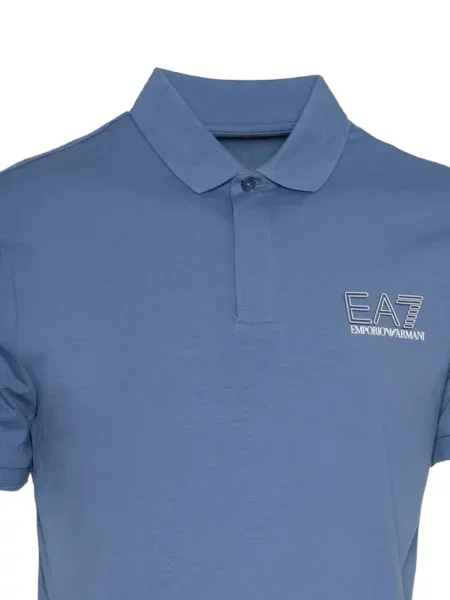 Къс поло тениска Ea7 Emporio Armani с принт синьо