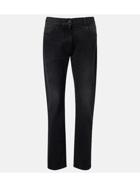 Blugi drepți The Row cu talie joasă negru