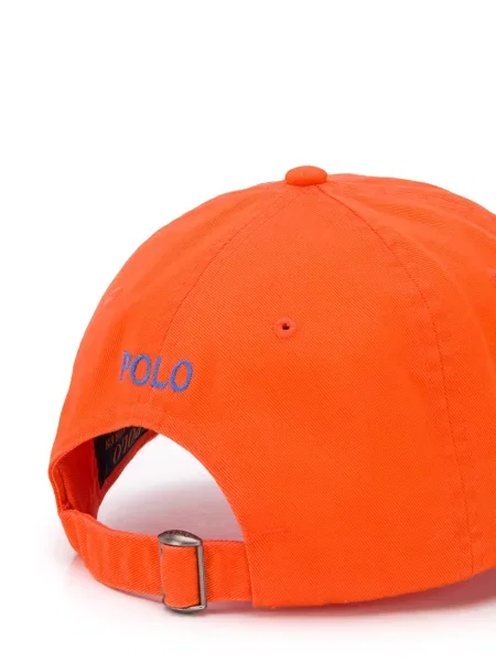 Siuvinėtas kepurė su snapeliu Polo Ralph Lauren oranžinė
