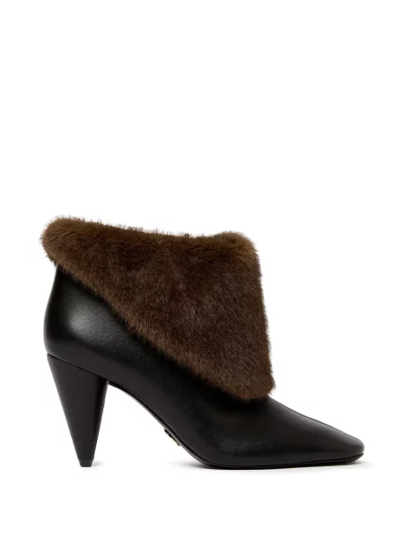 Garnitură de blană cizme scurte Stella Mccartney cu blană negru