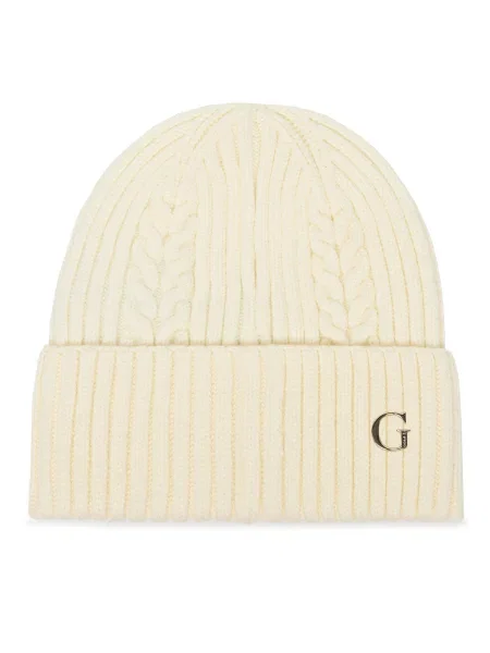 Шапка Guess бежово бяло