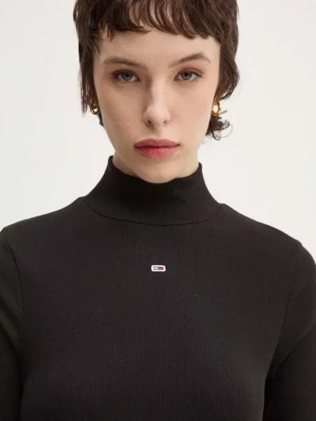 Tricou cu mânecă lungă Tommy Jeans negru
