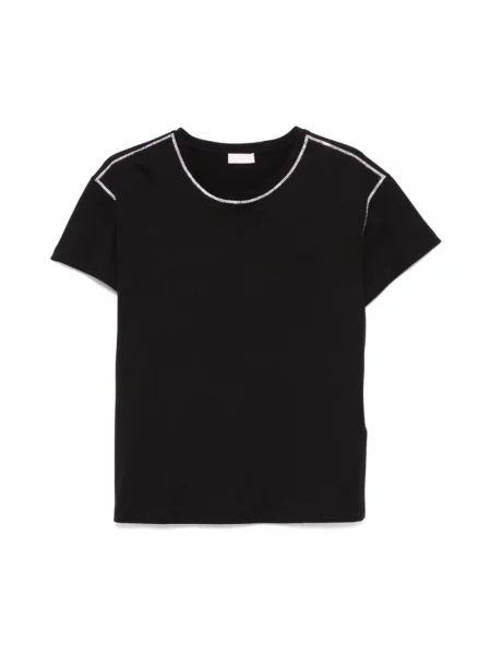 Koszulka z nadrukiem Liu Jo z kryształkami czarna