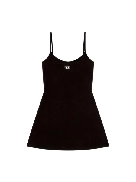 Mała sukienka jeansowa Diesel bez rękawów garniturowa czarna