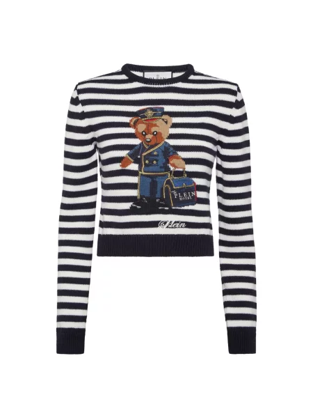 Sweter Philipp Plein wełniany typu teddy niebieski