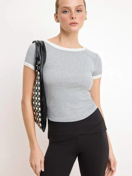 Trendyol Tricou gri alb