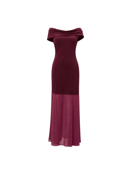 Sukienka maxi Aniye By z dżerseju z dekoltem w łódkę czerwona