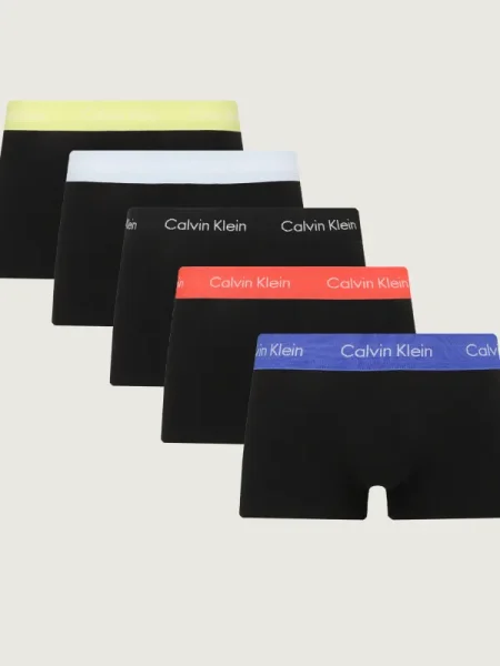 Boxeralsó Calvin Klein Low Rise Trunk 5 pairs black in green bloom wb/black in dazzlin. Méret: M fekete