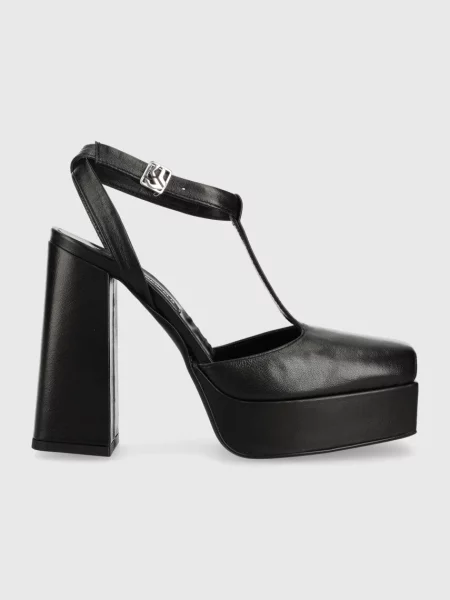 Кожени обувки с дебел Karl Lagerfeld Jeans SOIREE PLATFORM KLJ с висок с отворена черно