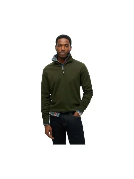 Pulover Superdry cu guler henley verde