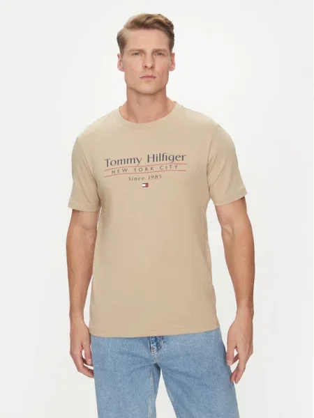 Tommy Hilfiger T-Shirt Center Stack beżowy