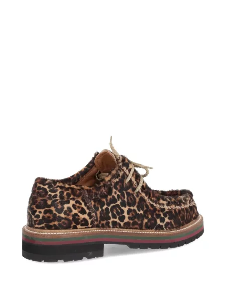 Pantofi derby Bekk cu imagine cu model leopard maro