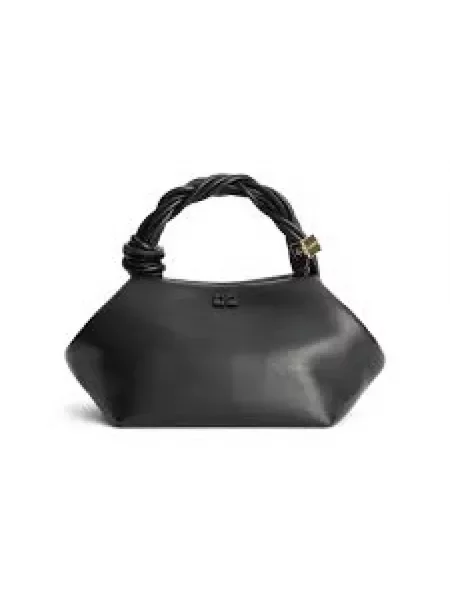 Torebka crossbody Ganni biznesowa z nadrukiem czarna