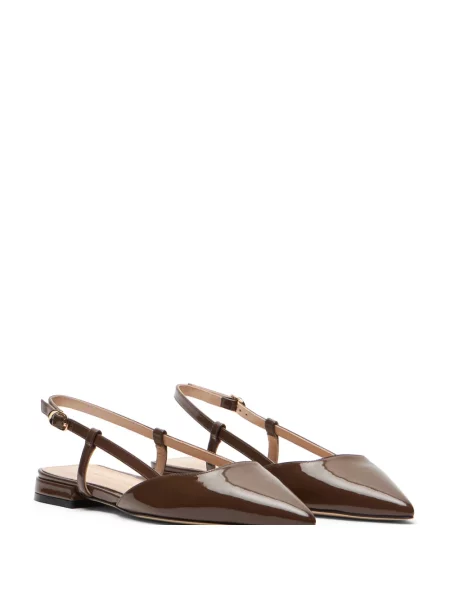 Balerinki Stuart Weitzman skórzane z otwartą piętą brązowe