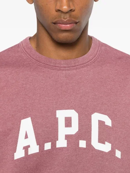 Pulover A.p.c. cu imagine cu decolteu rotund roz