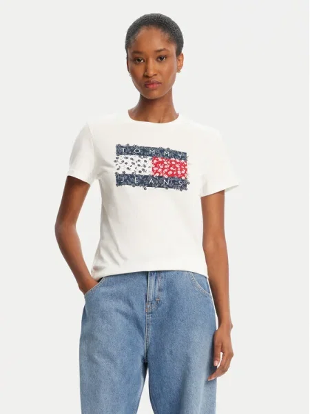Тениска Tommy Jeans дамска бяло
