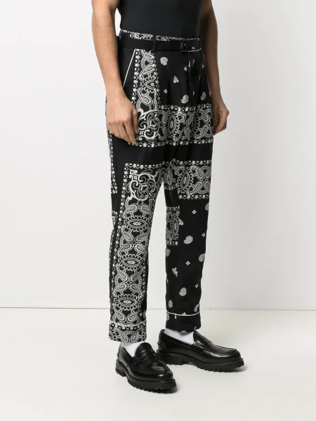 Pantaloni Sacai cu imagine cu model paisley negru