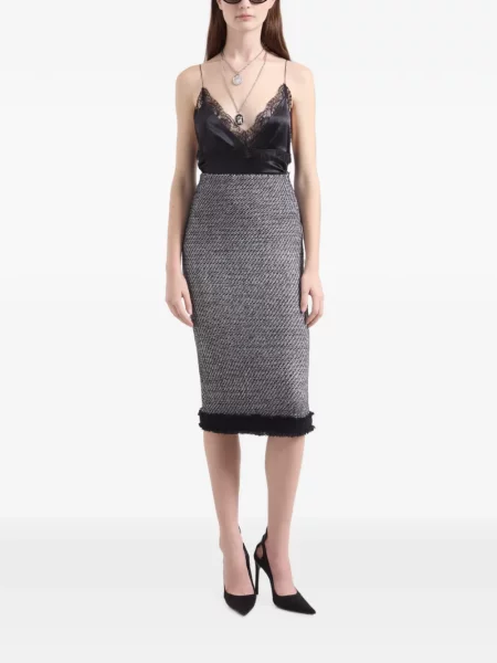 Fustă midi Nina Ricci din tweed gri
