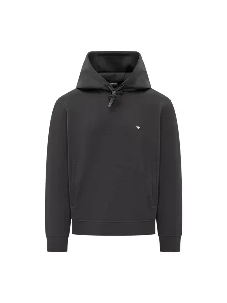 Bluza z kapturem Emporio Armani z kapturem niebieska