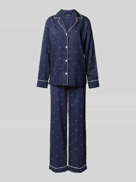 Góra od piżamy o kroju regular fit z mieszanki bawełny i Lauren Ralph Lauren granatowa
