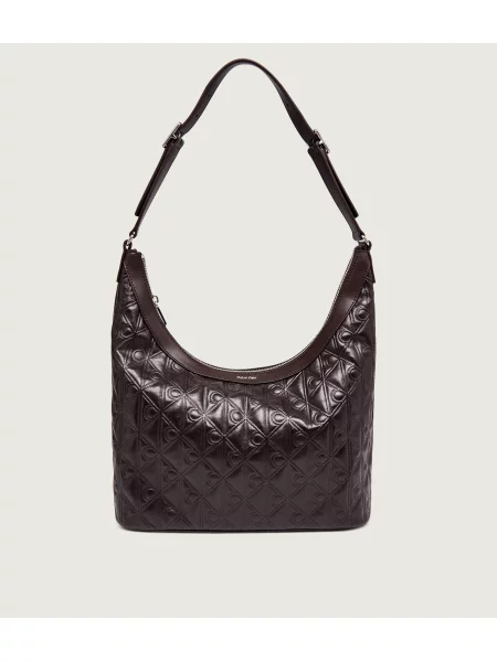 Geantă Calvin Klein Emblem Aop Debossed Medium Shbag maro
