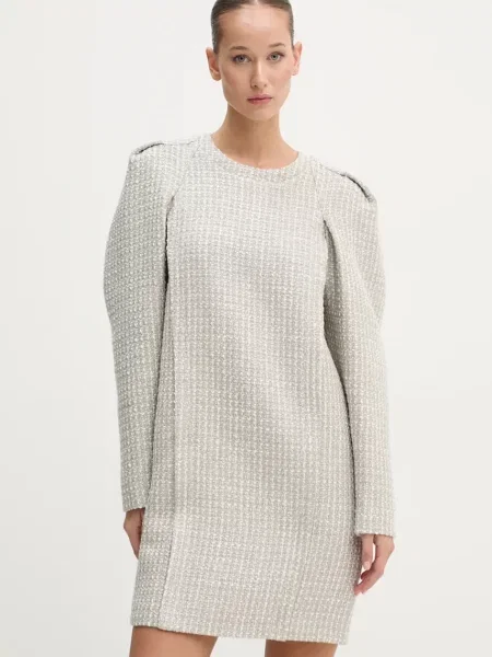 IRO rochie din amestec de lana mini drept alb