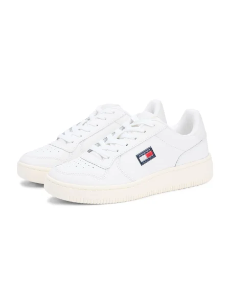 Teniși Tommy Hilfiger cu toc jos alb