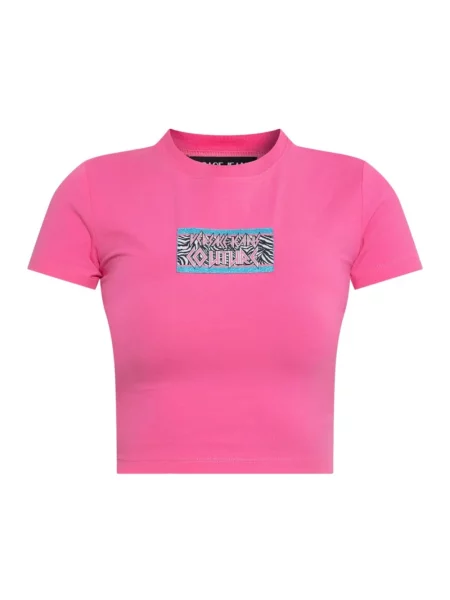 Koszulka Versace Jeans Couture z nadrukiem różowa