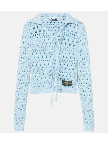 Cardigan Ganni tricotate albastru