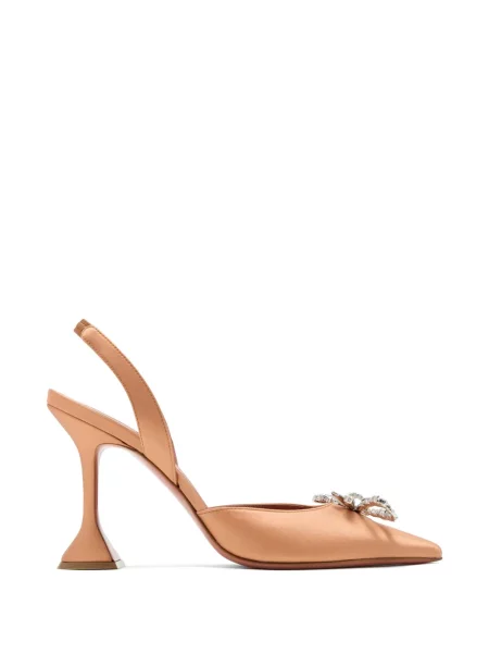 Pantofi cu toc Amina Muaddi cu funde slingback maro