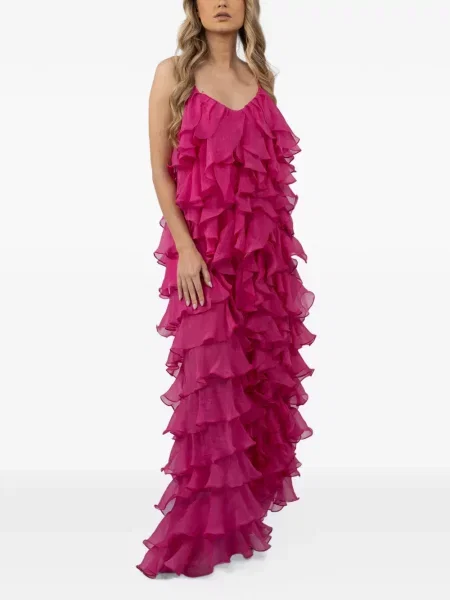 Rochie maxi Monarh cu volane roz