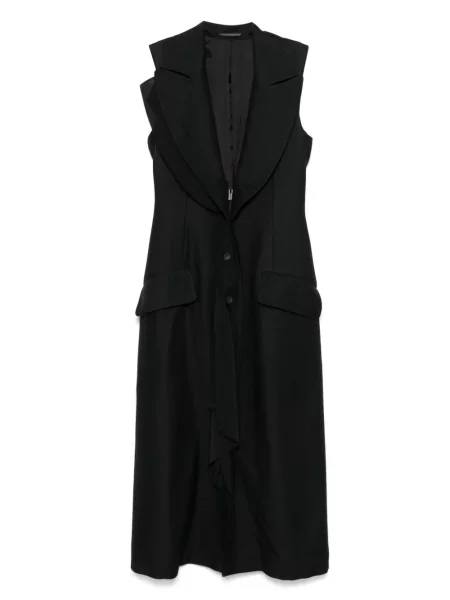 Rochie midi Yohji Yamamoto cu decolteu în V până la genunchi de costum negru