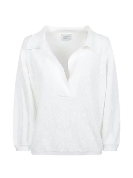 Gulerat pulover Beyou cu decolteu în V alb