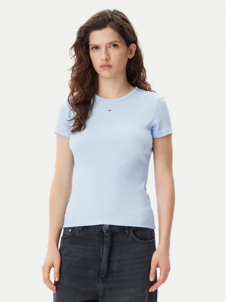 Tommy Jeans Tricou Essential celest albastru