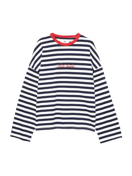 Pull&Bear Tricou supradimensional PACIFIC RAYAS bleumarin / roșu alb