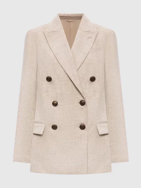 Двобортний жакет Brunello Cucinelli бежевий