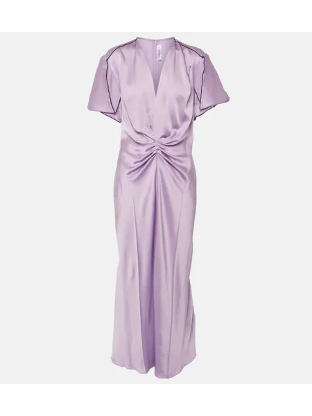 Rochie midi Victoria Beckham din satin până la genunchi de costum violet