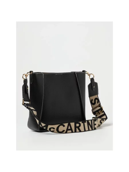 Torebka Stella Mccartney skórzana z logo retro czarna