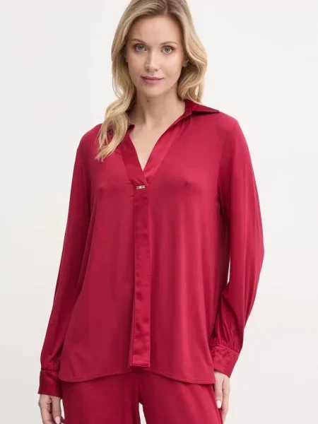 Горнище на пижама United Colors of Benetton бордо червено